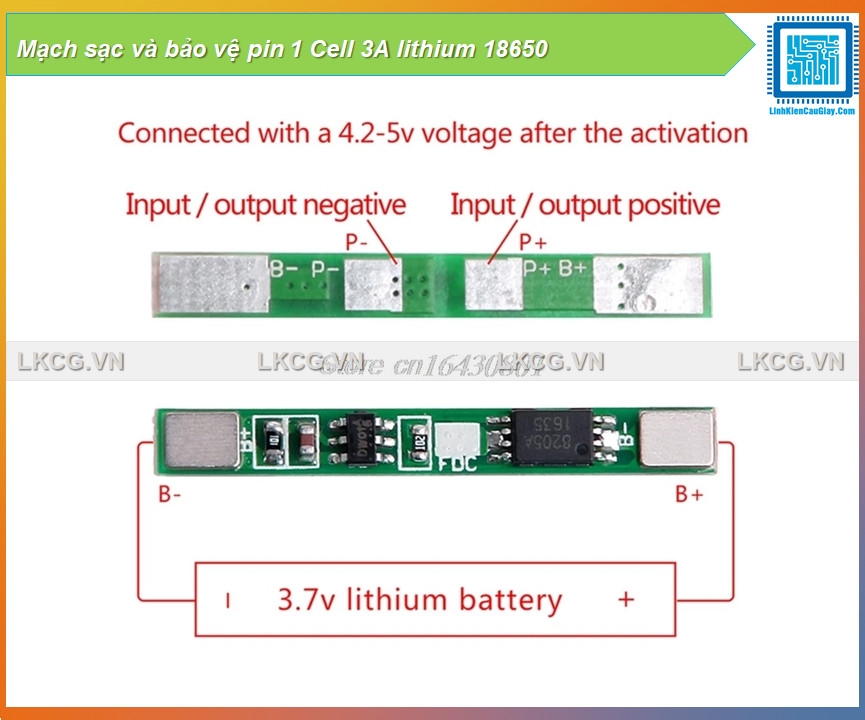 Mạch sạc và bảo vệ pin 1 Cell 3A lithium 18650