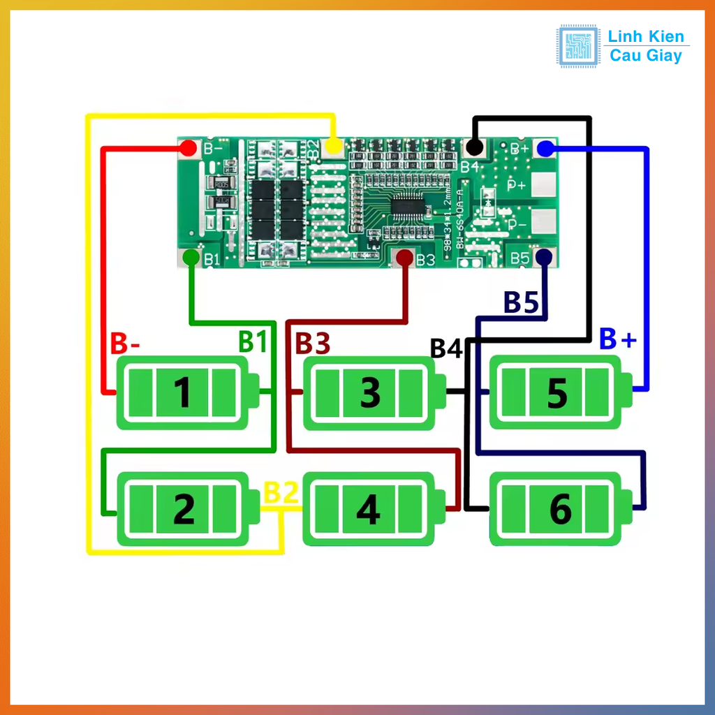 Mạch sạc và bảo vệ pin 6 Cell 20A lithium 18650