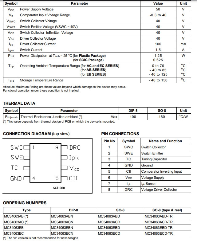 Linh kiện MC34063 DIP8