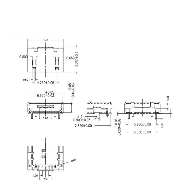 Cổng Micro USB SMD Type 1 (Chân cái)