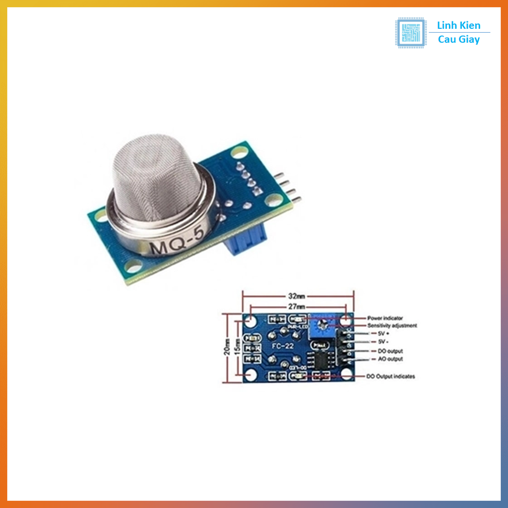Module Cảm biến khí gas tổng hợp MQ-5 – phát hiện LPG, khí thiên nhiên, khí than