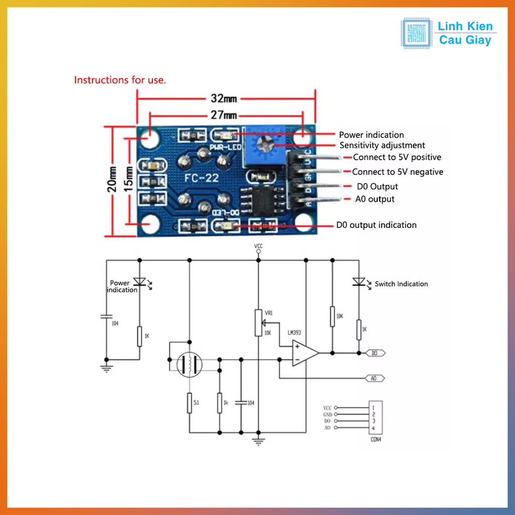 Cảm biến nồng độ cồn MQ-3 (Ancol)