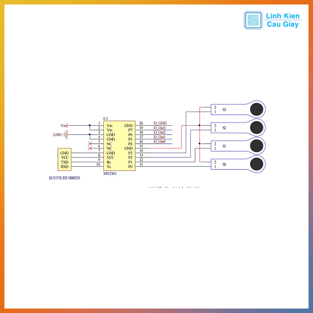 Module MY2901 chuyển đổi 4 kênh ADC sang Digital cảm biến uốn cong