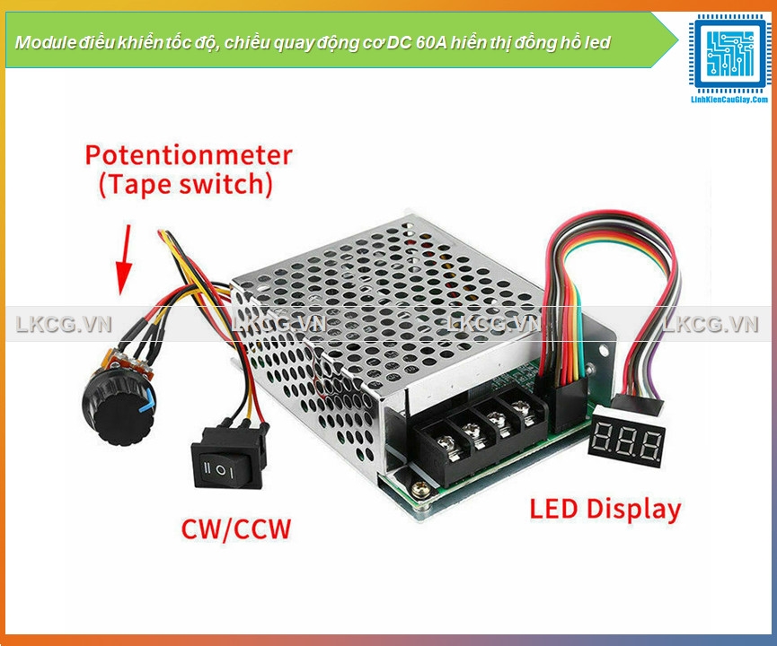 Module điều khiển tốc độ, chiều quay động cơ DC 60A hiển thị đồng hồ led