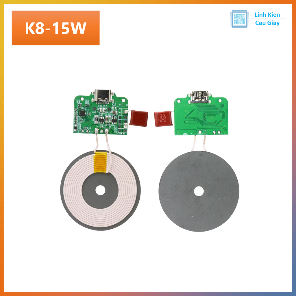 Module mạch Sạc Không Dây K8 K9 15W Type-C (Loại phát)
