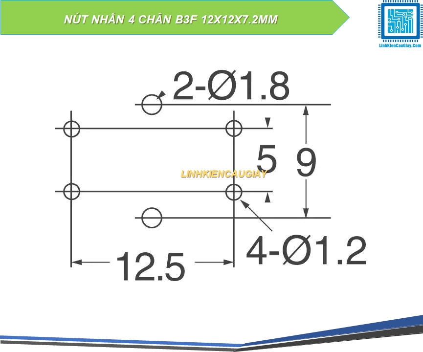 NÚT NHẤN 4 CHÂN B3F 12X12X7.2MM