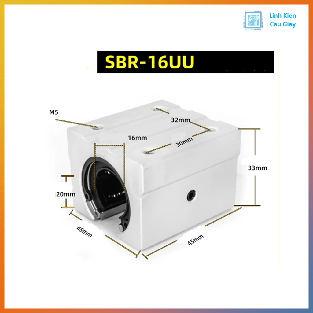 Ổ bi trượt ngắn SBR10UU, SBR12UU, SBR16UU, SBR20UU