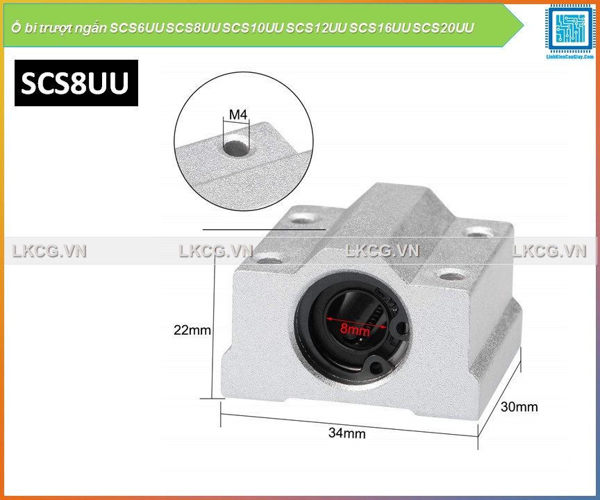 Ổ bi trượt ngắn SCS6UU SCS8UU SCS10UU SCS12UU SCS16UU SCS20UU