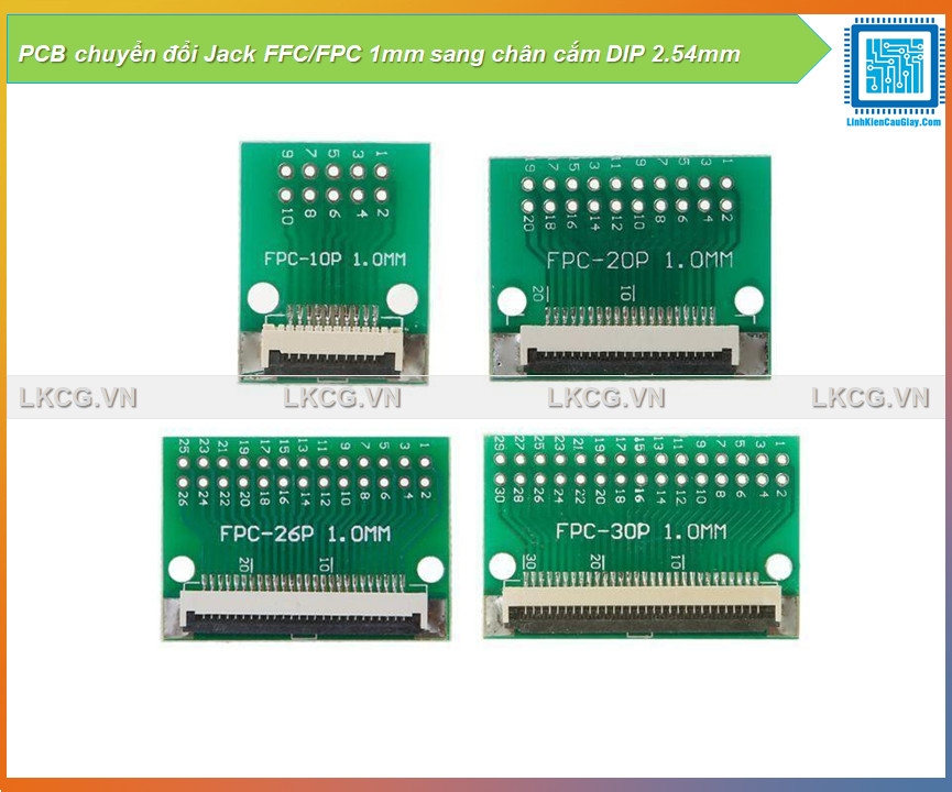 PCB chuyển đổi Jack FFC/FPC 1mm sang chân cắm DIP 2.54mm