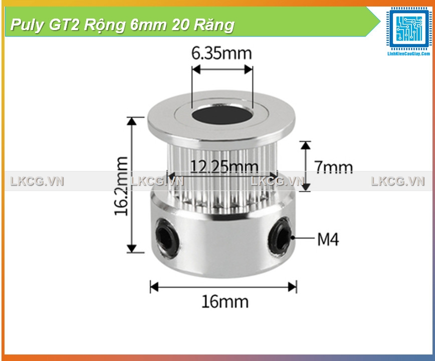 Puly GT2 Rộng 6mm 20 Răng