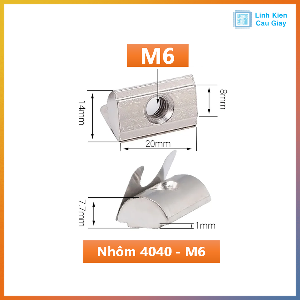 Tán Lá, Tán Lẩy, Tán Lò Xo Đàn Hồi T-Nut Lá, T-Nut Lẩy Cho Nhôm Định Hình 2020, 3030, 4040