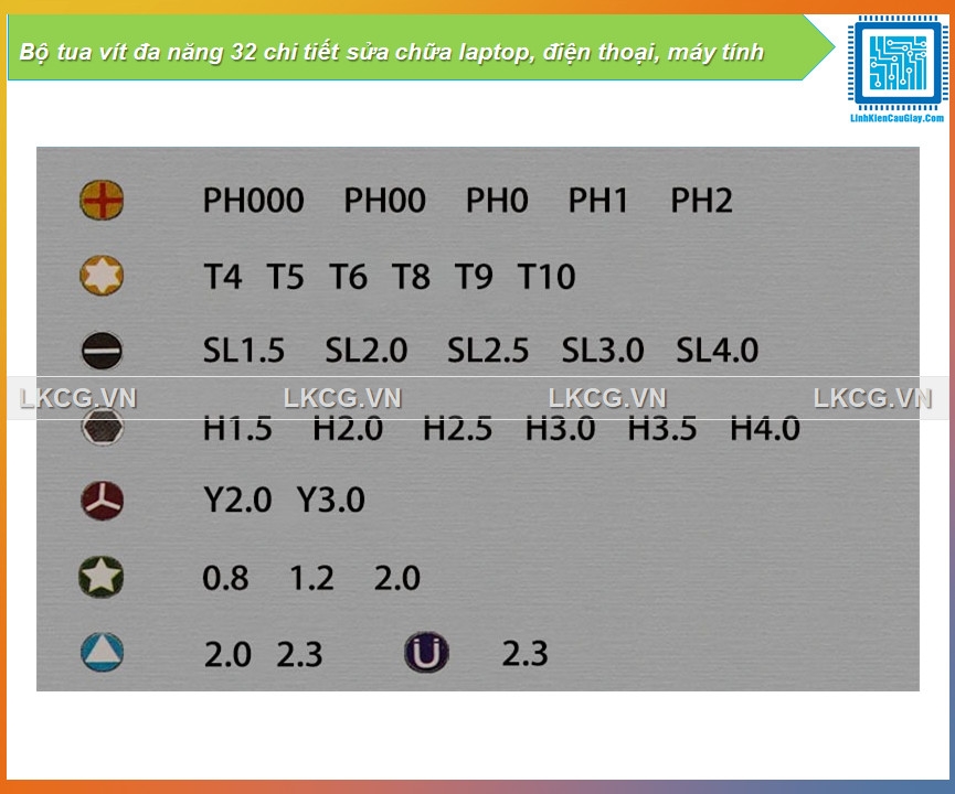 Bộ tua vít đa năng 32 chi tiết sửa chữa laptop, điện thoại, máy tính