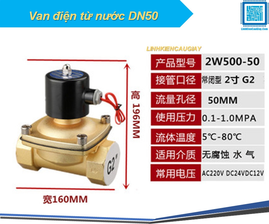 Van điện từ nước DN50