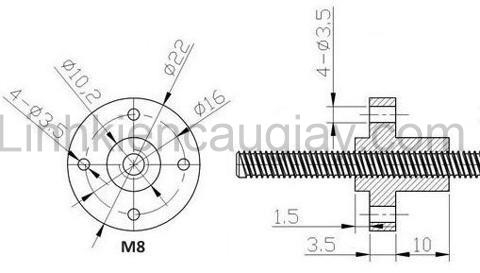 Đai Ốc Vít Me T8 Bước 2, Bước 8