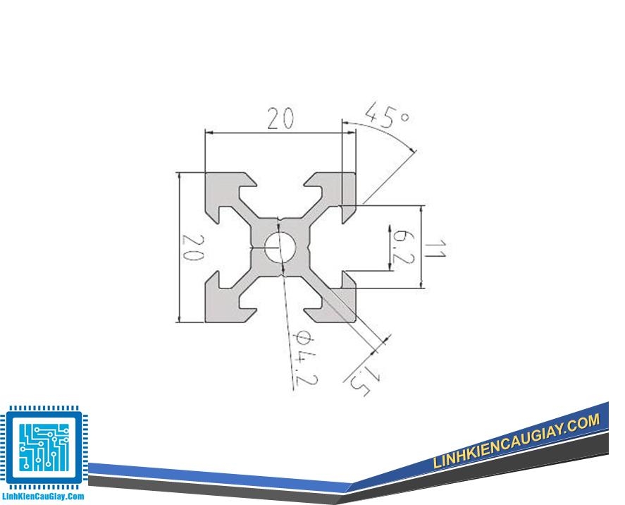 Nhôm định hình V slot 2020 trắng (1 mét)