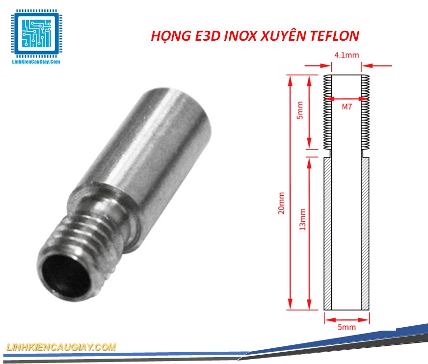 HỌNG DẪN NHỰA INOX E3D REN M7 1.75MM CÁC LOẠI