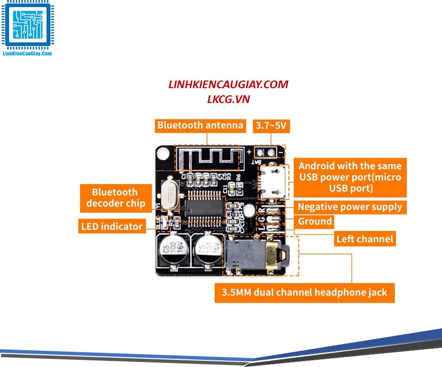 Module giải mã MP3 Bluetooth 5.0 Jack 3.5mm