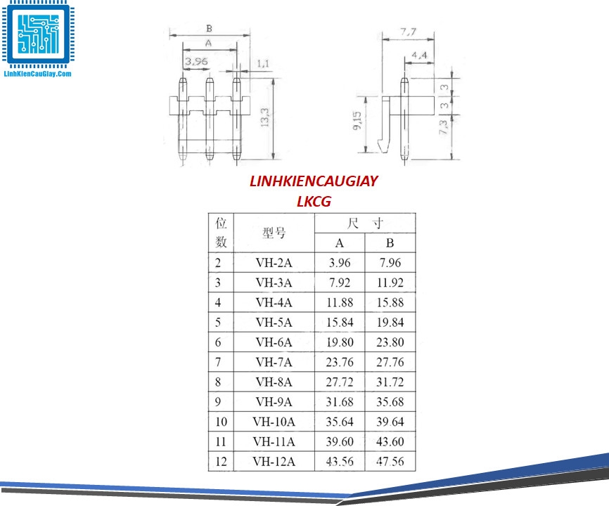 Header VH3.96 Đực Thẳng (10 con)