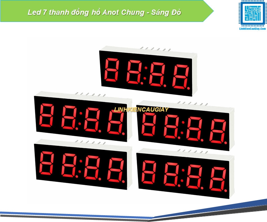 Led 7 thanh đồng hồ Anot Chung - Sáng Đỏ