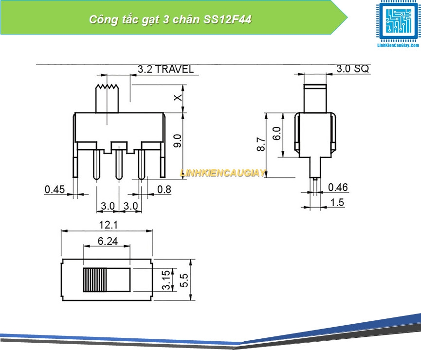 Công tắc gạt 3 chân SS12F44