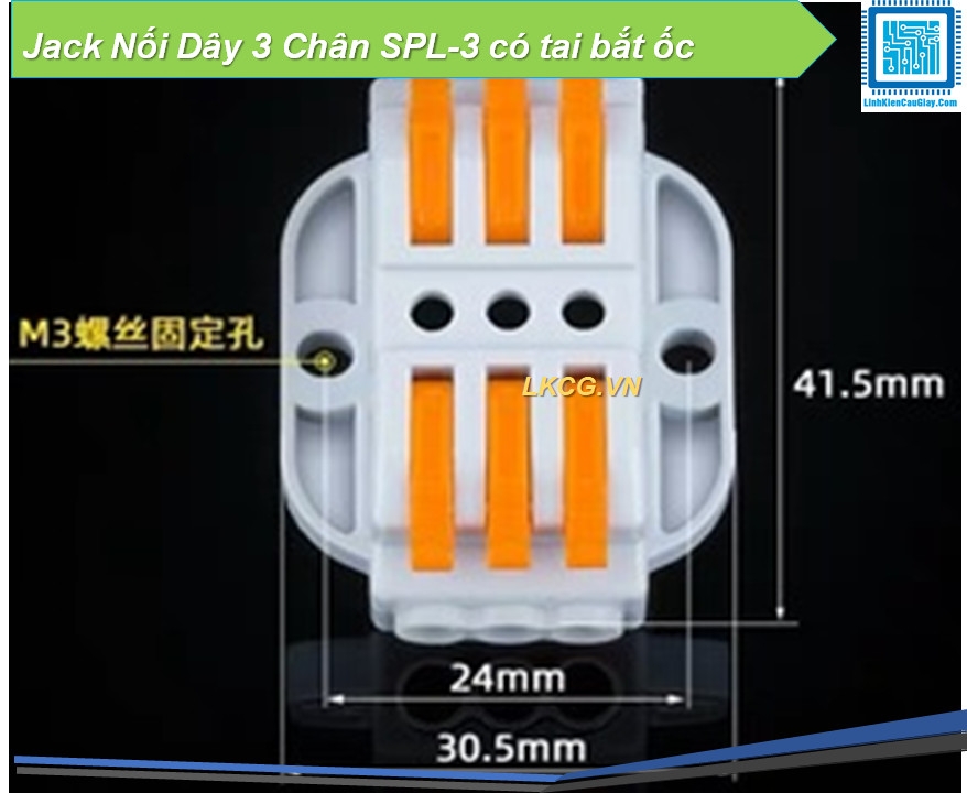 Jack Nối Dây 3 Chân SPL-3 có tai bắt ốc