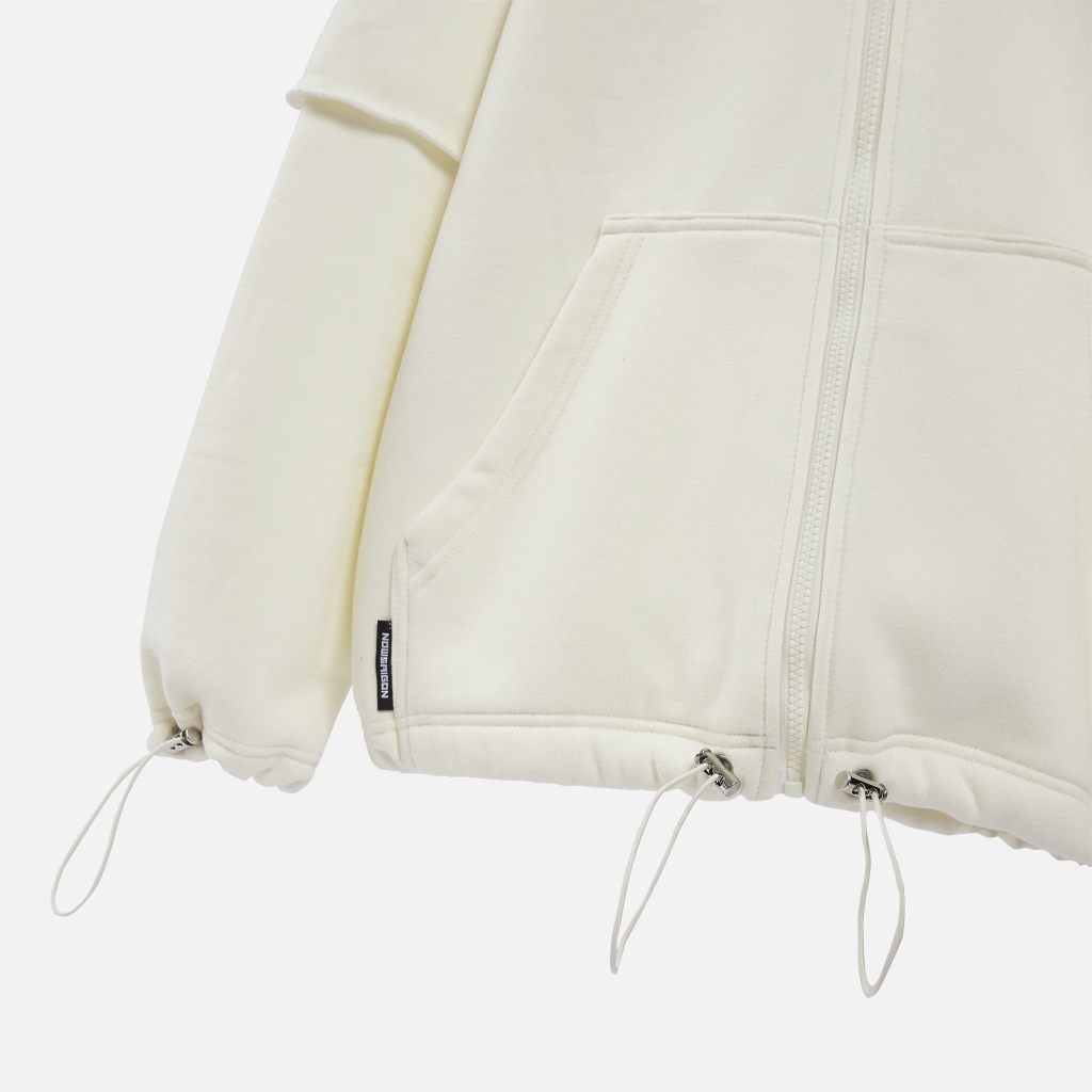 Signature Double Zip Up Hoodie - Cream