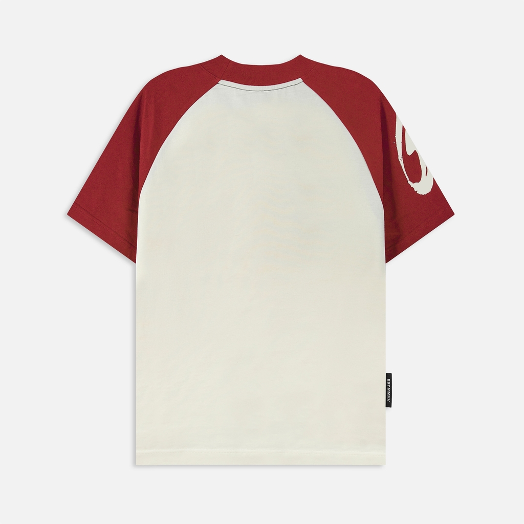 BOXY RAGLAN TEE - CREAM/RED