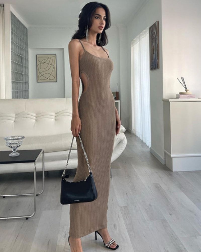 ĐẦM HAI DÂY DÁNG DÀI ÔM BODY THUN GÂN