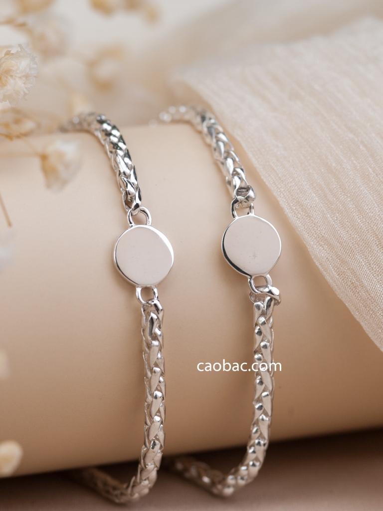 Lắc tay đôi bạc ta tag tròn