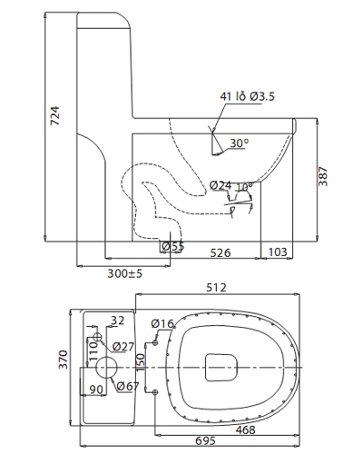 Bồn cầu 1 Khối Viglacera V41