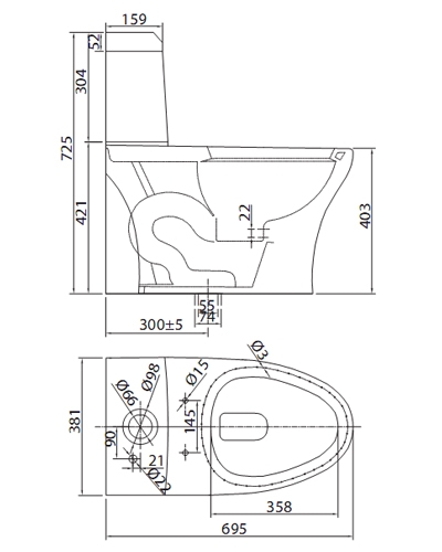 Bồn cầu 1 Khối Viglacera V45