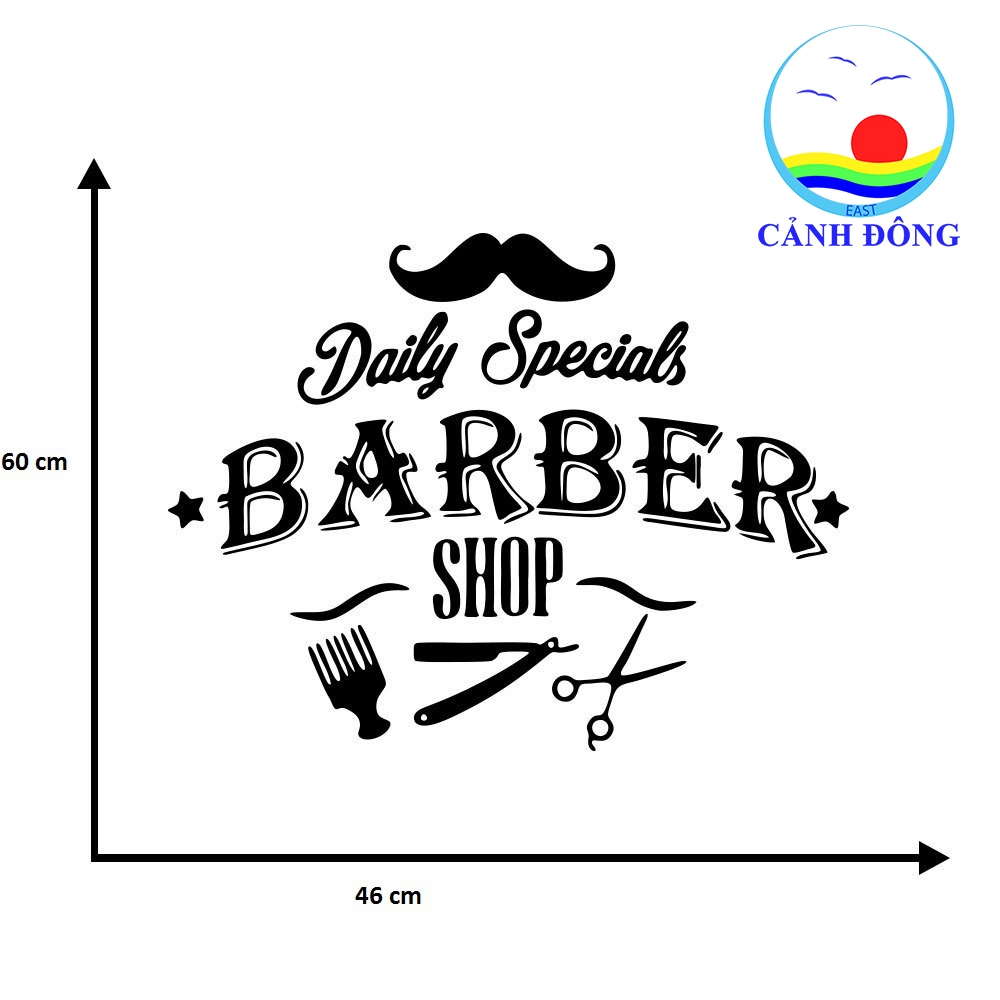 Decal dán tường barber shop cool ngầu