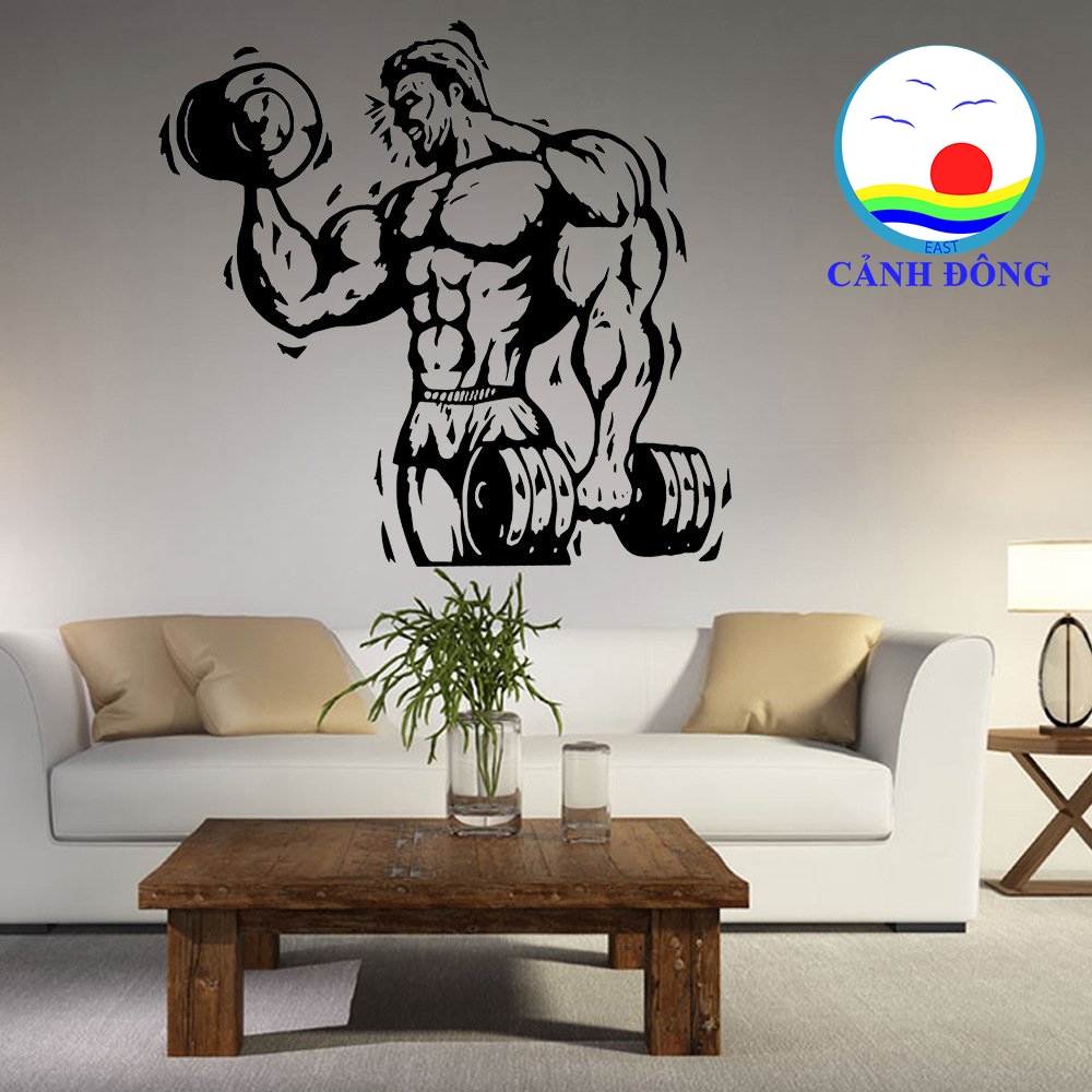 Decal Dán Tường Phòng Gym Nâng Tạ Tạo Động Lực Luyện Tập Cho Gymer