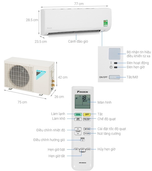 Máy lạnh Daikin 1.0 HP FTF25UV1V/RF25UV1V