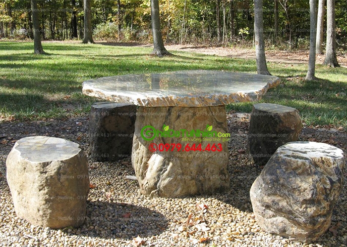Bộ bàn ghế đá bazan đẹp BZ-910 | 0979644463