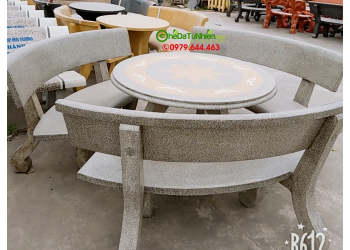 Bộ bàn ghế đá tròn (XÁM GHI) GDM-189 | 0979644463