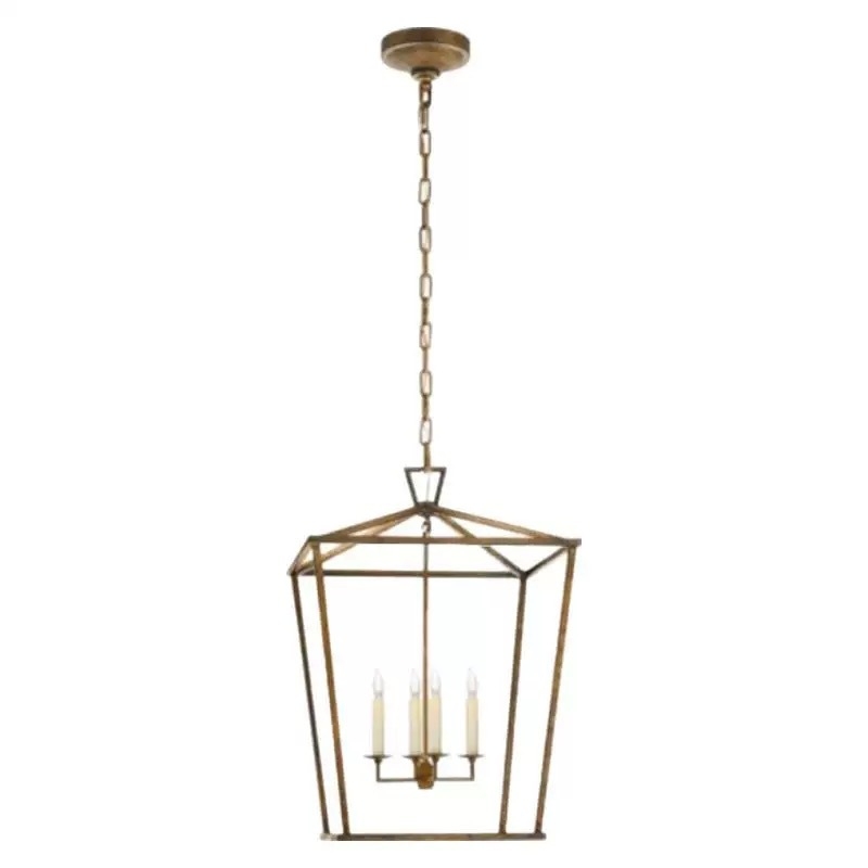 Đèn chùm khung vuông vàng