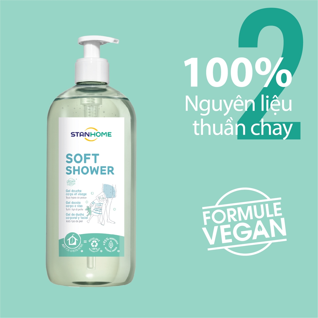 Sữa tắm, rửa mặt không xà phòng làm sạch cho da nhạy cảm Stanhome Soft Shower Gel Douche Corps