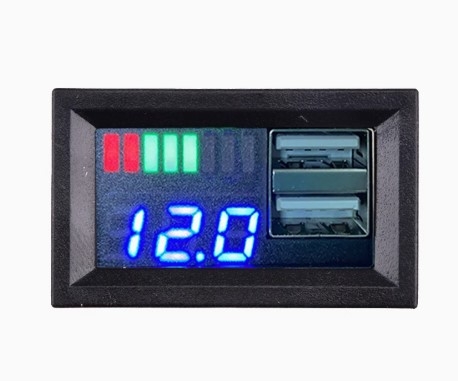 Đồng Hồ Đo Dung Lượng, Điện Áp Acquy, Pin Đa Năng, Kèm 2 Cổng Sạc 5V 2.4A (Loại Tốt)