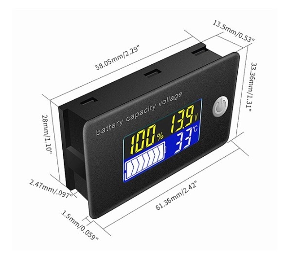 Đồng Hồ Đo Dung Lượng, Điện Áp, Nhiệt Độ Đa Năng TC-C35 0-100VDC
