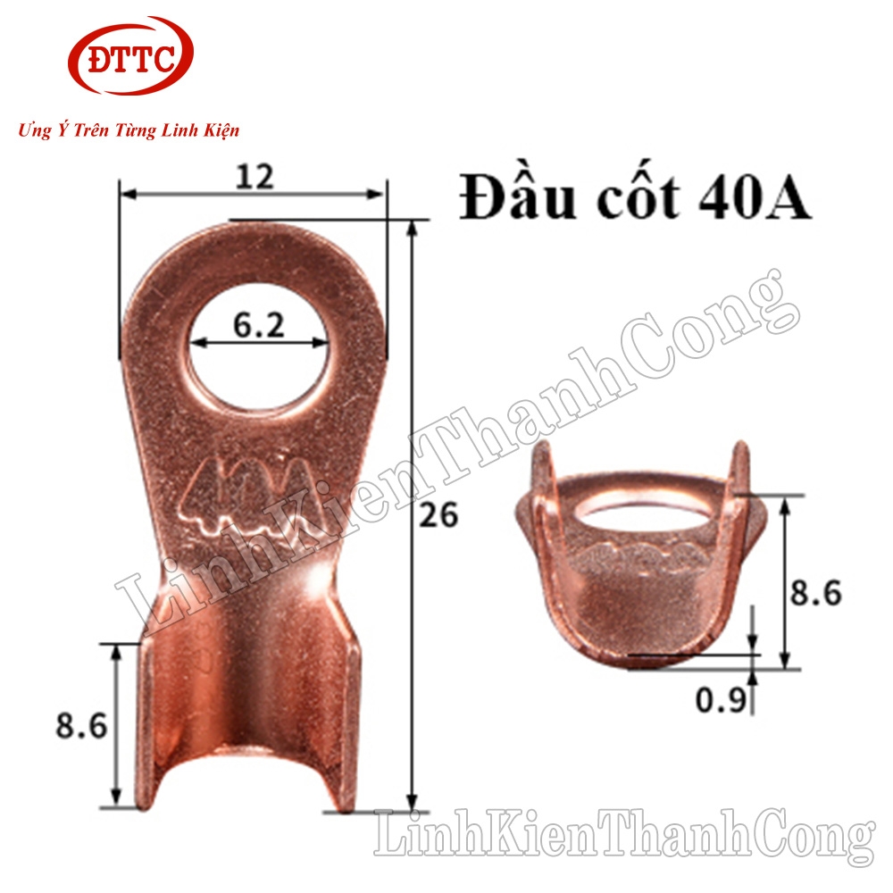 Đầu Cốt Đồng 40A OT-40A Lỗ M6