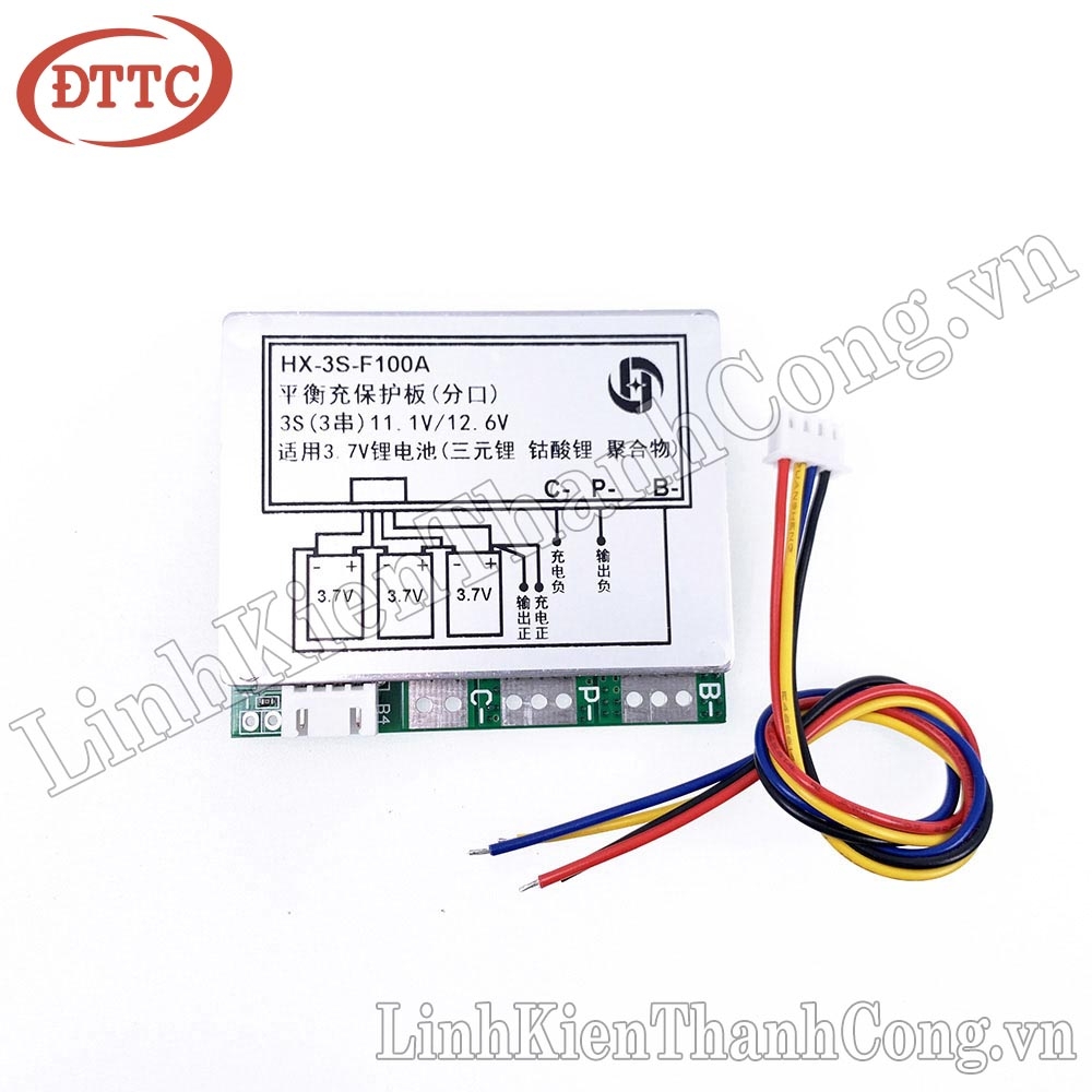 Mạch Bảo Vệ Pin 18650 3.7V BMS 3S 100A HX-3S-F100A Hệ 3 Cell Nối Tiếp