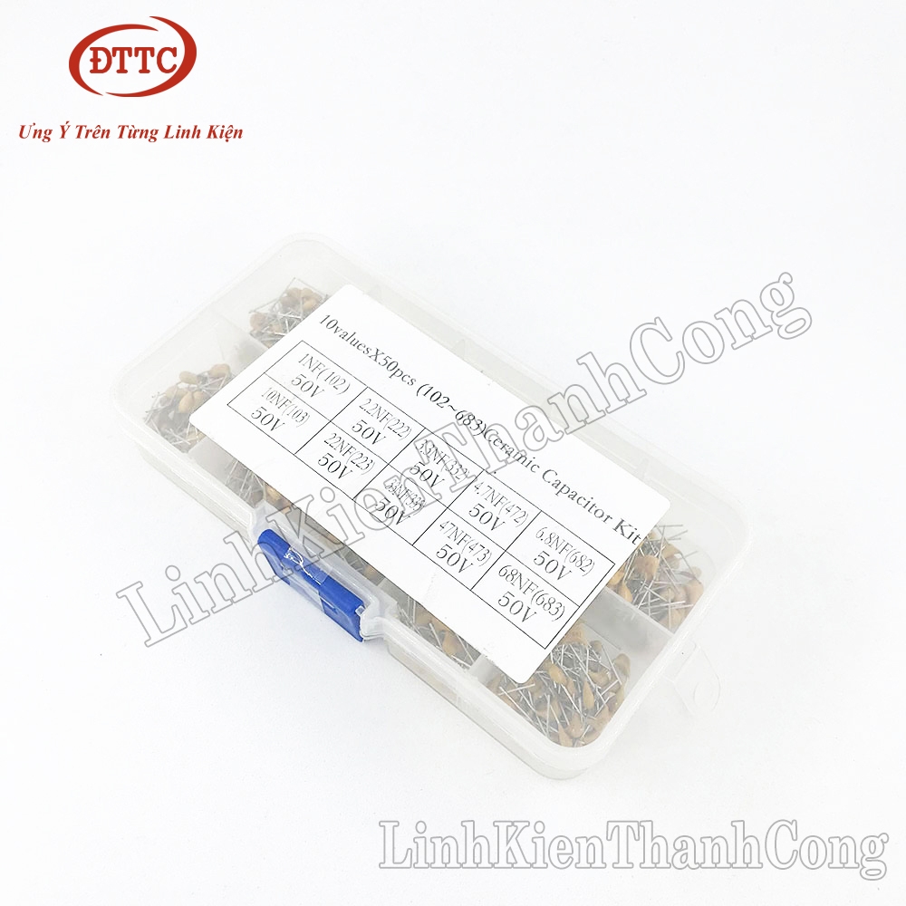 Combo 10 Loại Tụ Gốm 1nF-68nF (500 Cái)