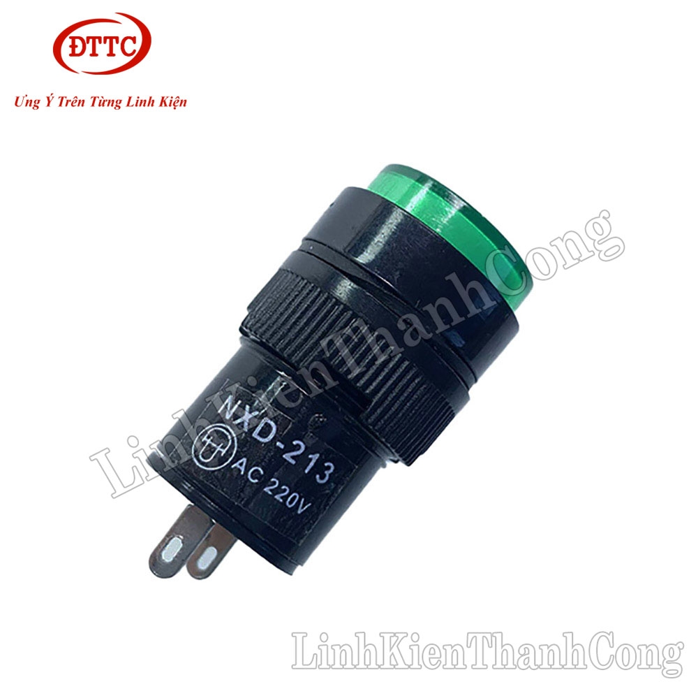 Đèn Báo NXD-213 220VAC Màu Xanh (Đường Kính 16mm)