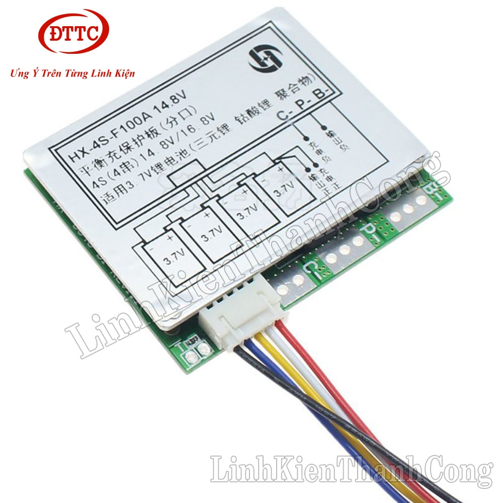 Mạch Bảo Vệ Pin Lithium 18650 3.7V BMS 4S 100A- Hệ 4 Cell Nối Tiếp