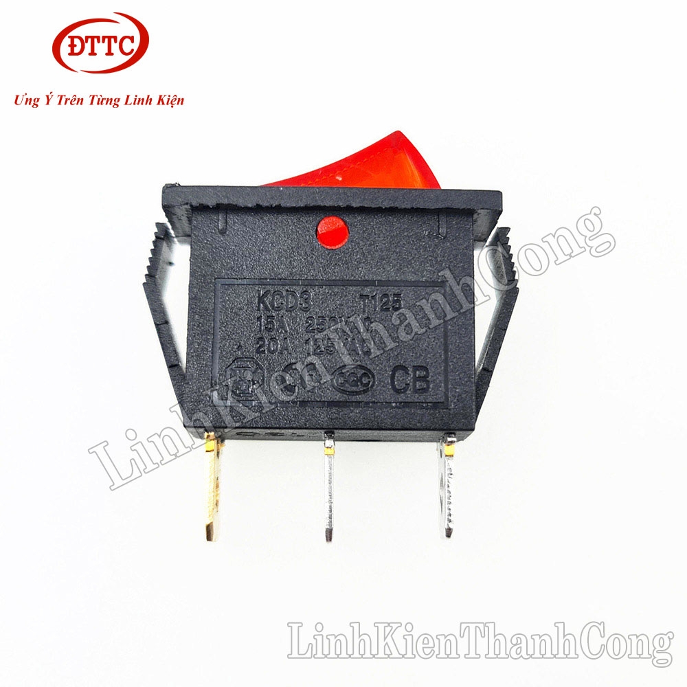 Công Tắc Bập Bênh KCD3-101N 15A 250V Có Đèn