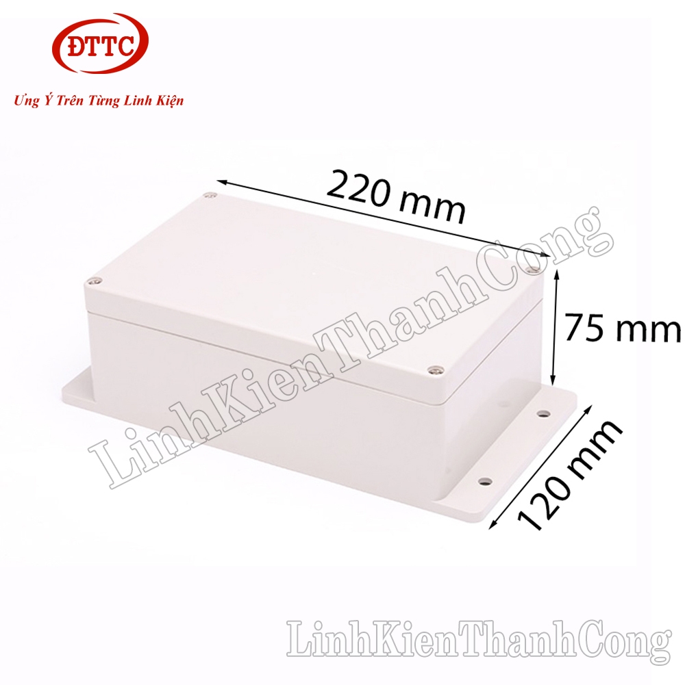 Hộp Nhựa ABS 200x120x75mm (Chống Nước IP65) Có Tai