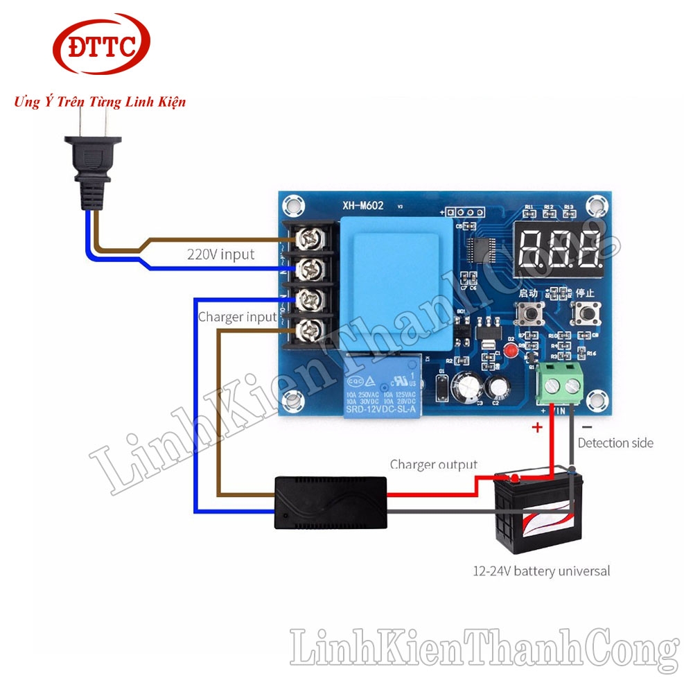 Mạch Điều Khiển Sạc Ắc Quy Tự Ngắt 6V-100V XH-M602