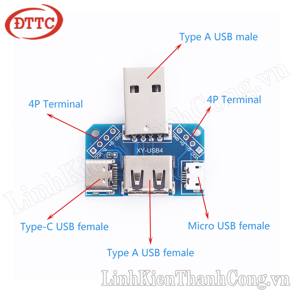 Mạch Chuyển Đổi Các Cổng USB (Micro USB, USB Type C, USB Type A Đực, USB Type A Cái)