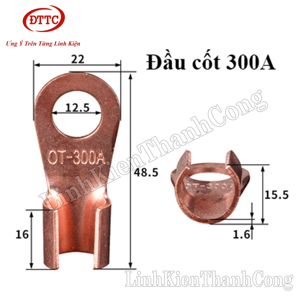 Đầu Cốt Đồng 300A OT-300A Lỗ M12